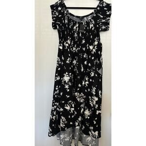 Torrid Floral Midi Dress Plus Size 3 Black White Ruffles New